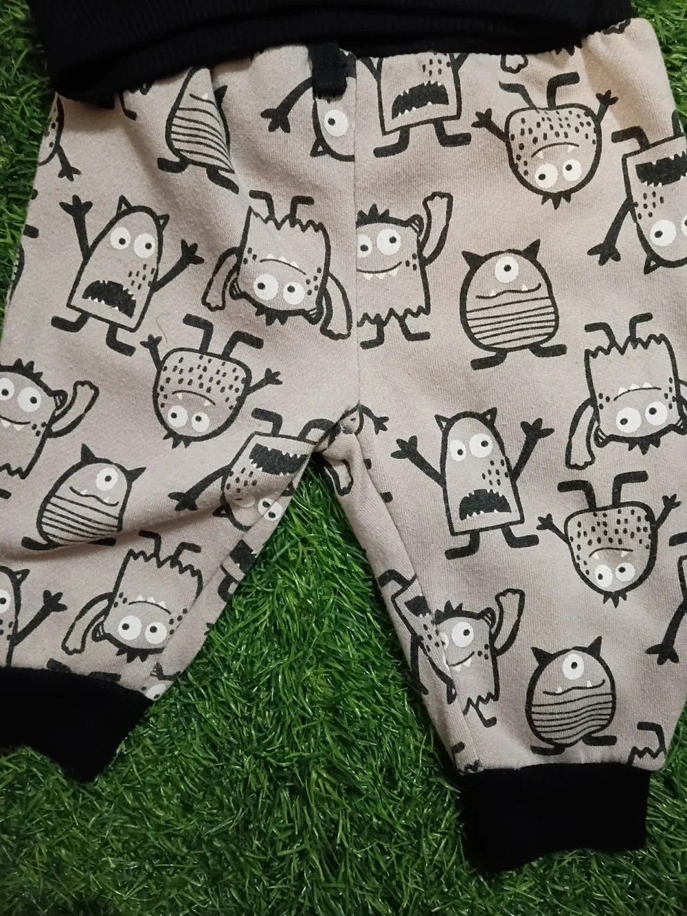 Kids Black Monster Hoodie and Gray Monster Print Joggers Set